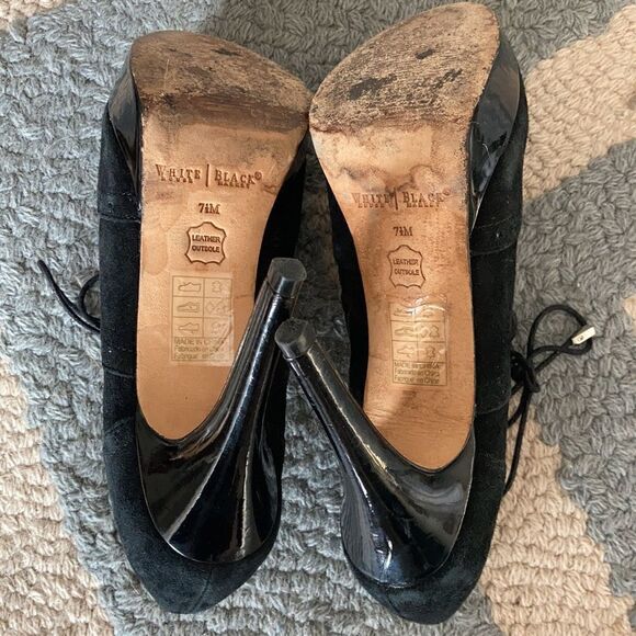 White House Black Market Black Platform Heels I Lace Up Booties Size 7.5 - Picture 7 of 7